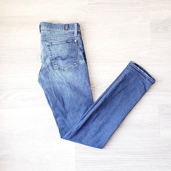7 For All Mankind Denim - 7 For All Mankind Roxanne Mid Rise Skinny Jeans